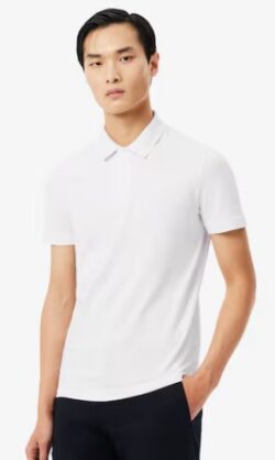 Lacoste- Polo de piqué blanco