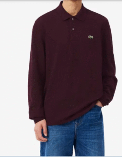 lacoste polo manga larga burgundy